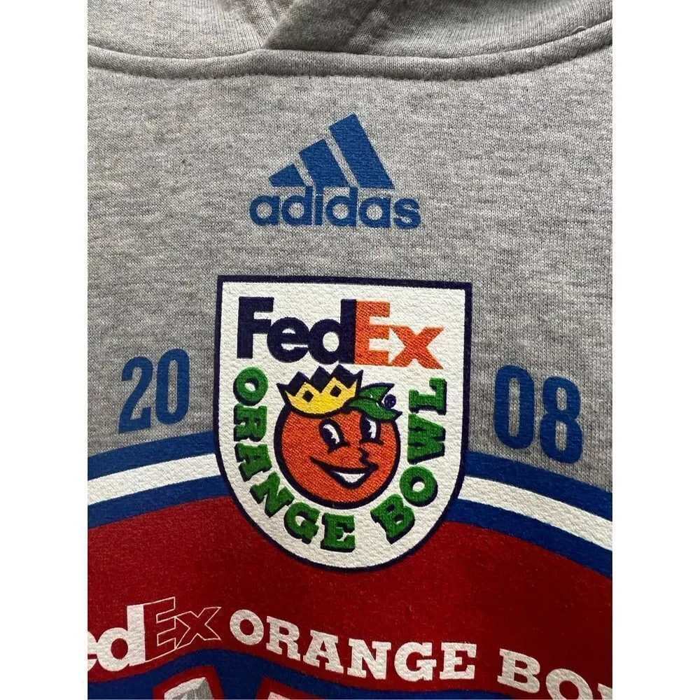 Adidas Gray 08 KU Jayhawks Basketball FedEx Orange Bowl Hoodie Men's Size Medium